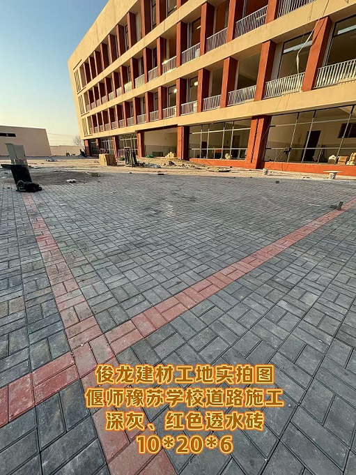 偃師豫蘇學(xué)校道路施工（深灰、紅色透水磚 10*20*6）