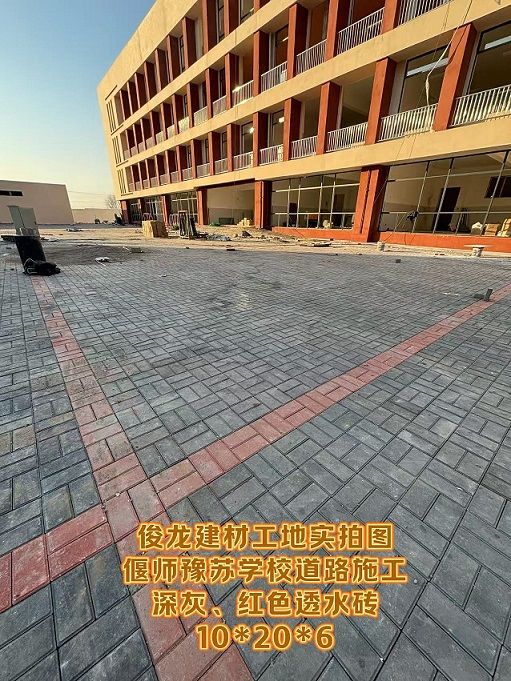 偃師豫蘇學校道路施工（深灰、紅色透水磚 10*20*6）